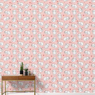 Papier peint à motif de chat rose mignon