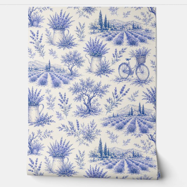 papier peint à motif lavande vintage (Déroulement)