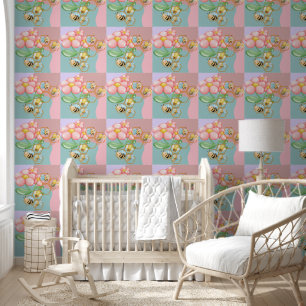 Papier Peint Abeilles et fleurs occupées Honeycomb Enfants Nurs