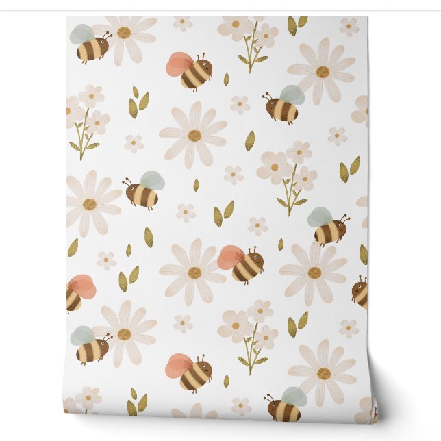 Papier peint abeilles et fleurs pour bébés (Déroulement)