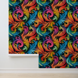 Papier Peint Abstract Rainbow Leaf Pattern