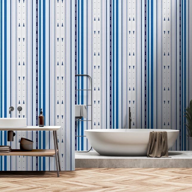 Papier Peint Abstract Symphony in Blue 5 (Vertical Lines) (Salle de bain)
