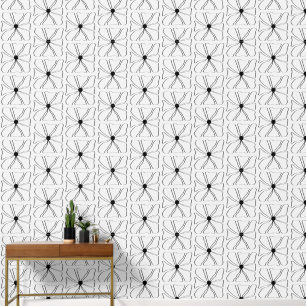 Papier Peint Abstrait Floral Black White Art Motif