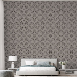 Papier Peint Abstrait Floral Line Art Silver Chalice Silk Pearl