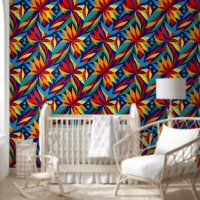 Abstrait Géométrique Tropical Multicolore Vibrant 