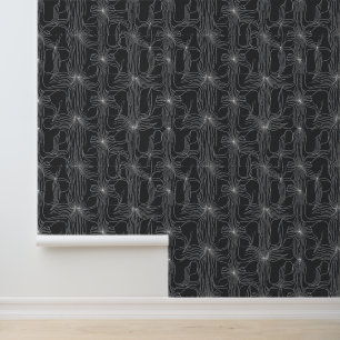 Papier Peint Abstrait Line Art Motif d'inspiration florale