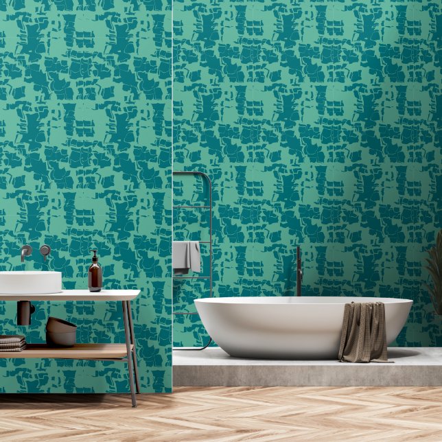 Papier Peint Abstrait turquoise (Salle de bain)