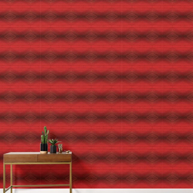 Papier Peint Acceptation | Motif de Boho Eclectique Rouge (Couloir)