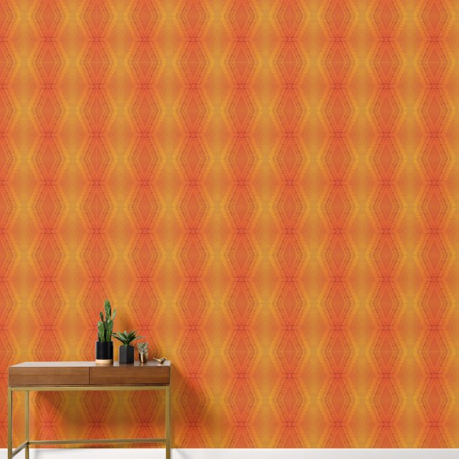 Papier Peint Acceptation | Motif de Shibori rouge orange jaune (Couloir)
