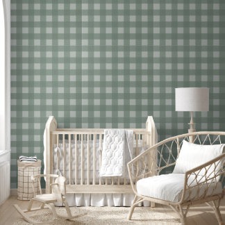 Papier peint adhésif Gingham - Vert Sauge