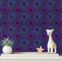 Papier Peint Adhésif Plume de Paon Bleu Violet
