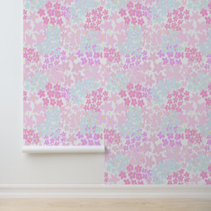Papier Peint Adhésif pour Nursery de Bébé Rose Mig