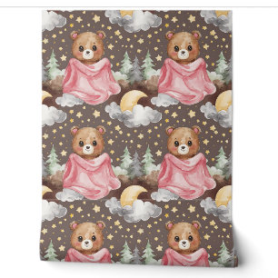 Papier Peint Adorable ours en peluche et nuages Nursery