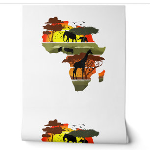 Papier Peint Afrique Continent coucher de soleil Safari Nature 