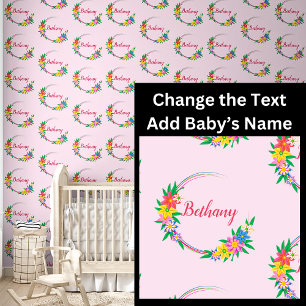 Papier Peint Ajouter le nom du bébé en fleurs florales Cercle F