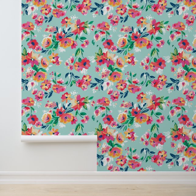 Papier Peint Ajoutez votre nom | Motif de fleurs peintes (Application)
