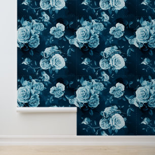 Papier Peint Ajoutez votre nom   Motif Rose bleu classique