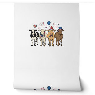 Papier Peint Alignement de vaches patriotiques dessin de t-shir