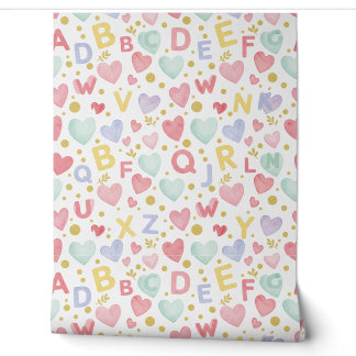 Papier Peint Alphabet Hearts & Pastels