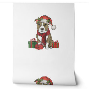 Papier Peint American Pitbull Terrier Chien Noël fêtes San