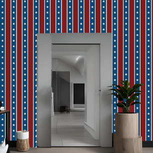 Papier Peint Americana Stars & Stripes Vertical Rouge Blanc Ble