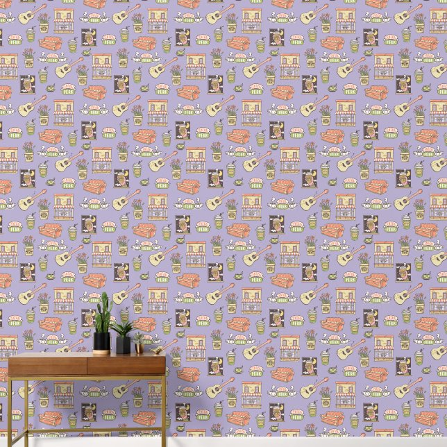 Papier Peint AMIS™ | Motif d'icône violet (Couloir)