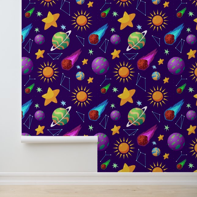 Papier Peint Amoureux de l'espace carrelé de garçons cool (Application)