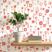 Amusant Retro rose et blanc motif floral