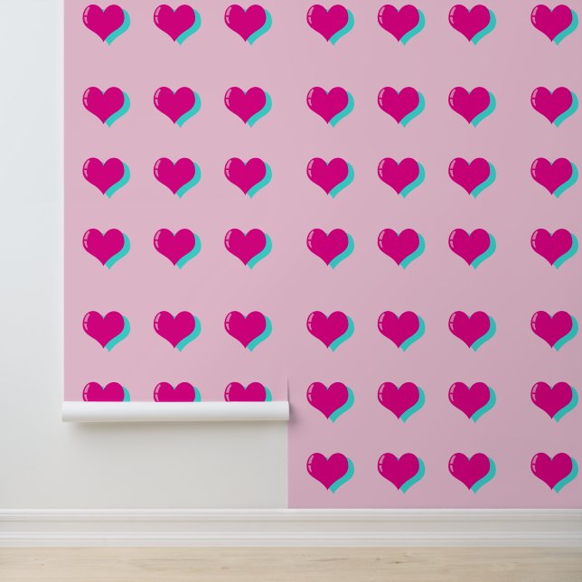 Papier Peint Amusant rose néon Coeur Rétro Amour Nostalgie (Application)