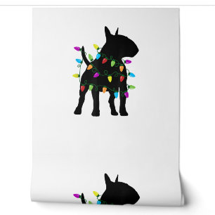 Papier Peint Anglais Bull Terrier Dog lumières de Noël