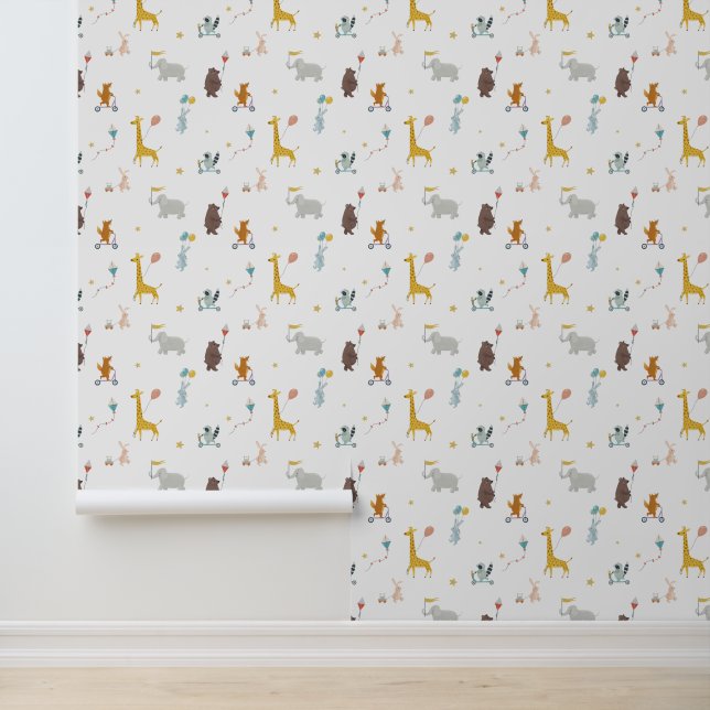 Papier Peint Animaux mignons Giraffe Ours Eléphant Enfants Nurs (Application)