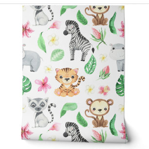 Papier Peint Animaux sauvages Jungle Thème Pépinière Enfants