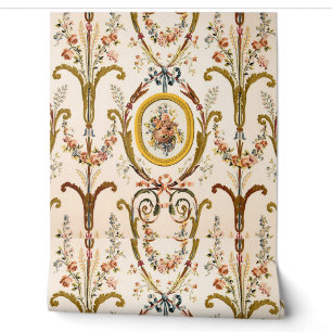 Papier Peint Antique Rococo Floral Cream Peel and Stick