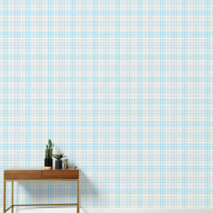 Papier Peint Aqua Blue Lemon Grid géométrique