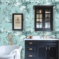 Aqua Toile Bleue Style Vintage Peel-and-Stick