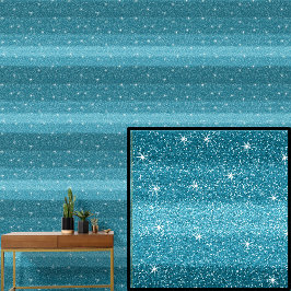 Papier Peint Aqua Turquoise Green Blue Lines with Sparkle Stars
