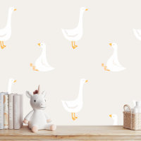 Aquarelle Boho Goose Duck Blanc Beige Nursery