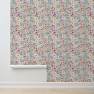 Papier Peint Aquarelle Boho Rose Floral