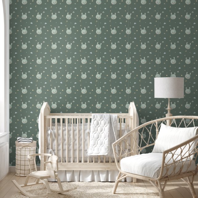 Papier Peint Aquarelle Bunny Nuages Rainbow Dreamy Nursery (Enfants)