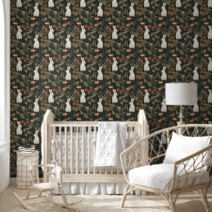 Papier Peint Aquarelle de la forêt foncée Deer & Green Wallpape
