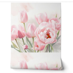 Papier Peint Aquarelle douce Arrière - plan floral avec tulipes