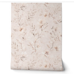 Papier Peint Aquarelle douce branches florales neutre beige