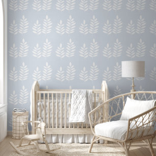 Papier Peint Aquarelle en feuille florale bleu Dusty