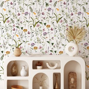 Papier Peint Aquarelle Fleur sauvage Jardin Floral