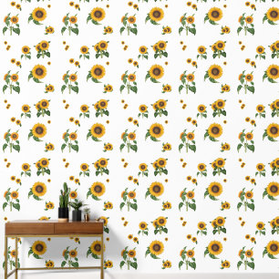 Papier Peint Aquarelle Fleurs de soleil Botanique Foliage Verdu