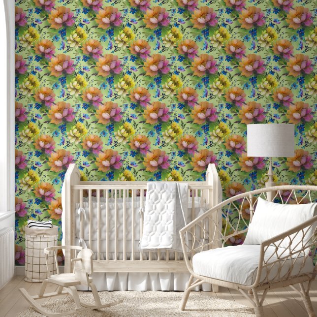 Papier Peint Aquarelle Fleurs motif transparent 3 (Enfants)
