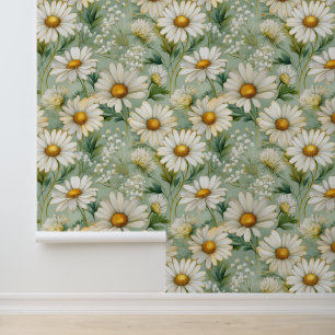 Papier Peint Aquarelle Floral Daisy Garden