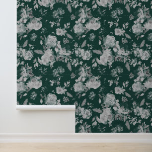 Papier Peint Aquarelle florale Teal Peony Botanique
