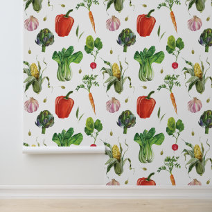 Papier Peint Aquarelle Fruit biologique et légumes