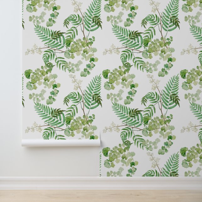 Papier Peint Aquarelle moderne chic Vert sans couture (Application)